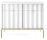 Komoda Delicious ryflowana biała złote nogi