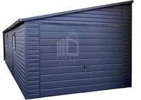 Garaż Blaszany 4x7m Brama uchylna 2x okno rynny Antracyt dach spad ID715