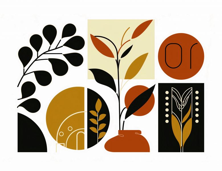 Plakat 65x50cm Kolaż Botaniczny zdjęcie 1