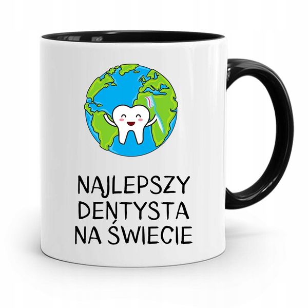 Kubek Czarny Prezent Dentysty Najlepszy Dentysta Z Nadrukiem Ze Zdjęciem zdjęcie 1