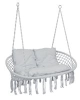 Fotel wiszący Bocianie gniazdo LAGOS szary z poduszkami