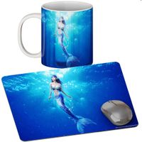 ZESTAW KUBEK + PODKŁADKA - SYRENKA - PREZENT WIELE WZORÓW + IMIĘ