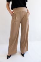 Simili Spodnie Damskie z Szeroką Nogawką Beżowe 3