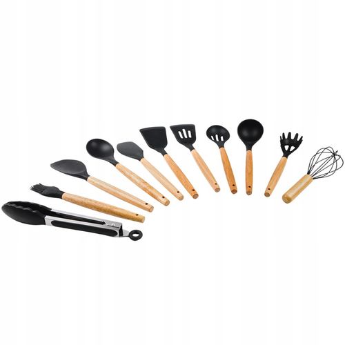 PRZYBORY KUCHENNE SILIKONOWE 12el czarne ZESTAW PRZYBORÓW KUCHENNYCH na Arena.pl