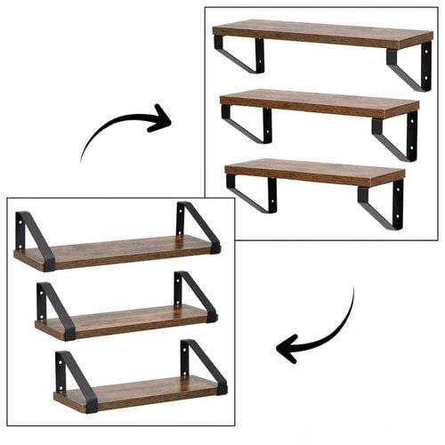 ZESTAW PÓŁEK 3 SZT PÓŁKA ŚCIENNA WISZĄCA DO SALONU KUCHNI NA KSIĄŻKI na Arena.pl