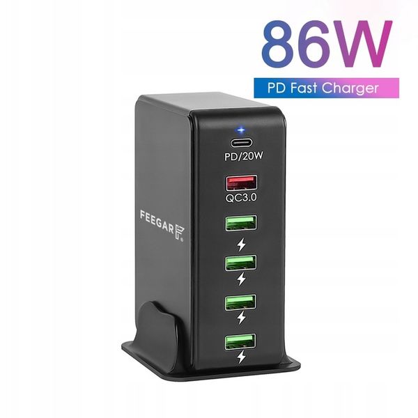 Ładowarka sieciowa Feegar Tower 86W 6x USB Typ C zdjęcie 3