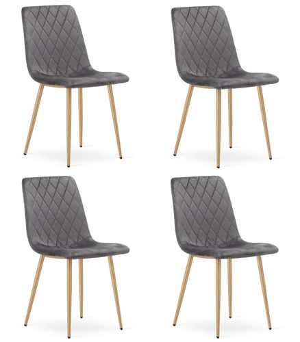 Krzesło TURIN - ciemny szary aksamit / nogi kolor drewna x 4 na Arena.pl