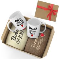 Ręczniki z haftem + kubki z dedykacją zestaw prezentowy dla babci i dziadka