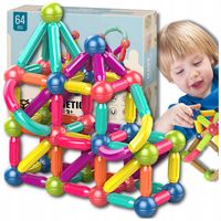 Klocki edukacyjne magnetyczne konstrukcyjne sticks 64 el. Edukacyjne