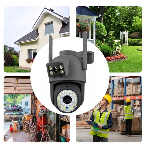 PODWÓJNA KAMERA WIFI IP SMART ZEWNĘTRZNA OBROTOWA 6MPX APLIKACJA ULTRA HD na Arena.pl