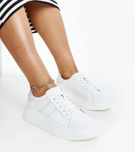 Białe skórzane sneakersy na platformie Harba 38 na Arena.pl