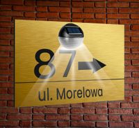 TABLICZKA ADRESOWA oświetlona led numer domu złota dibond nierdzewna