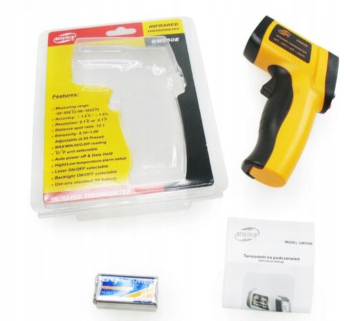 PIROMETR TERMOMETR LASEROWY BEZDOTYKOWY MIERNIK TEMPERATURY -50 +550 st.C na Arena.pl