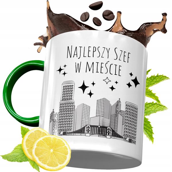Kubek Zielony Dla Szefa Szefowej Prezent Urodziny Z Nadrukiem Ze Zdjęciem zdjęcie 1
