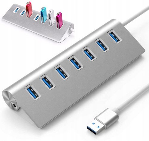 HUB Aktywny USB 7x USB 3.0 ROZGAŁĘŹNIK ROZDZIELACZ 7w1 PORTÓW Replikator PD na Arena.pl