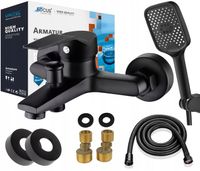 BATERIA WANNOWA ŚCIENNA PRYSZNICOWA KRAN DO WANNY + ZESTAW WĄŻ SŁUCHAWKA