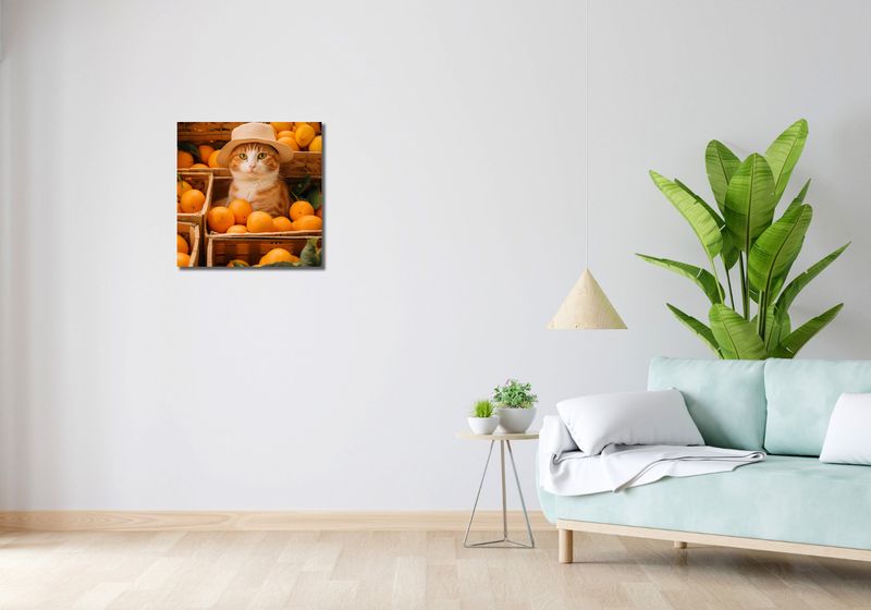 Obraz 50x50cm Kot w Pomarańczach zdjęcie 2