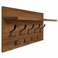 WIESZAK ŚCIENNY PANELOWY Z PÓŁKĄ LOFTOWY MOCNE HAKI 65X40CM DĄB ANTYCZNY