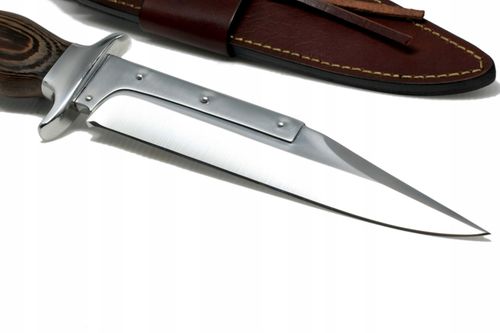 Nóż myśliwski BOWIE ręcznie wykonany stal D2 drewno WENGE skórzane etui na Arena.pl