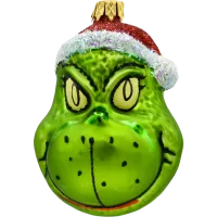 Bombka choinkowa szklana: Grinch z czapką Mikołaja