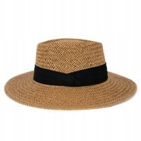 Kapelusz Damski Męski BOATER Słomkowy Beżowy Lekki na Lato Plażę