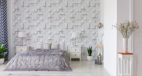 Tapeta Biała Nowoczesna Mozaika - Efekt 3D na Arena.pl