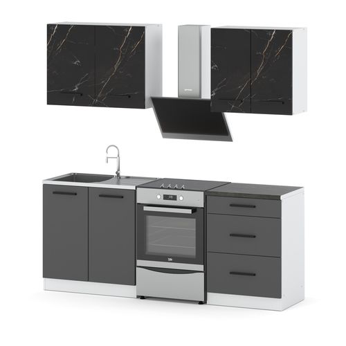 Kuchnia z blatem mini mokka 2m modułowa pojemna biały san sebastian szary na Arena.pl