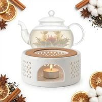 PODGRZEWACZ CERAMICZNY DO DZBNAKA CZAJNIKA ZAPRACZACZA BIAŁY NA ŚWIECZKI