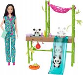 LALKA BARBIE WETERYNARZ ZESTAW OPIEKA NAD PANDAMI + AKCESORIA