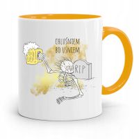 Dla Alkoholika Pijaka Kubek Żółty Na Prezent Z Nadrukiem Ze Zdjęciem