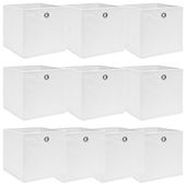 Pudełka, 10 szt., białe, 32x32x32 cm, tkanina