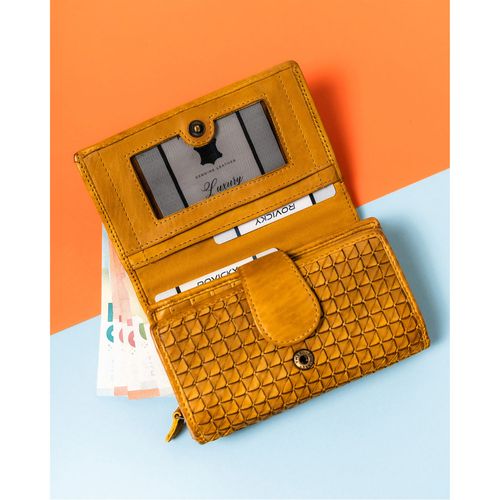 klasyczny portfel damski do torebki z geometrycznym wzorem - rovicky na Arena.pl