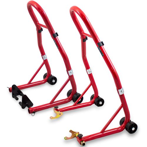 Stojaki do motocykla przód i tył czerwone na Arena.pl