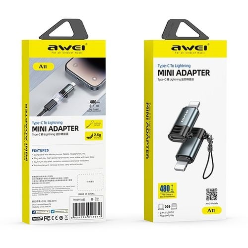 awei adapter a11 usb-c/lightning szary   /grey na Arena.pl