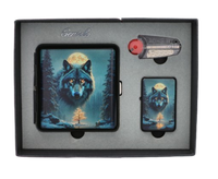 Zestaw Upominkowy z Motywem Wilka – papierośnica, zapalniczka i akcesoria