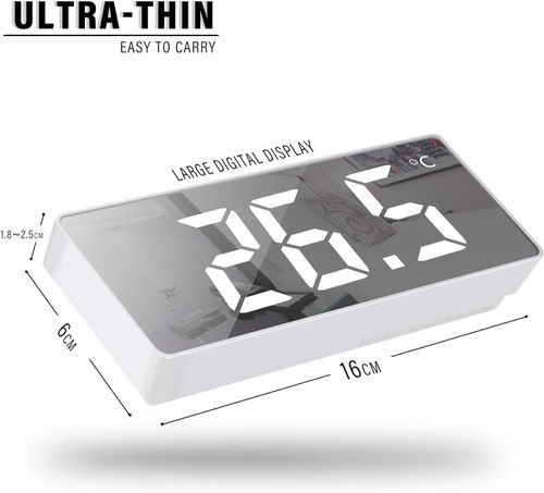 Zegar elektroniczny budzik lusterko z termometrem na Arena.pl