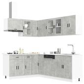 Zestaw szafek kuchennych, Porto, 11-częściowy, szarość betonu