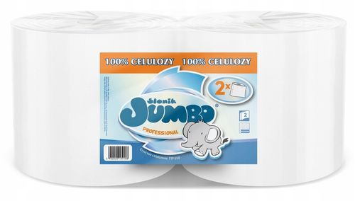 czyściwo papierowe 2r słonik jumbo professional białe 650 list 2w - 2 rolki na Arena.pl