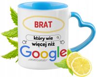 Dla Brata Kubek Błękitny Z Uszkiem W Kształcie Serca Na Prezent Z Nadrukiem
