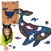 Puzzle Drewniane Eko 125 El. Potężny Wieloryb A3 Puza3-00736