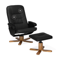 Fotel do masażu podgrzewany z podnóżkiem ekoskóra czarny RELAXPRO