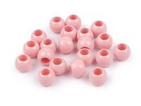 KORALIKI PLASTIK DUŻY OTWÓR PUDROWY RÓŻ 12MM 6SZT