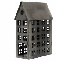 LAMPION DOMEK metalowy SREBRNY loft skandynawski 45x30x14cm