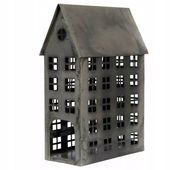 LAMPION DOMEK metalowy SREBRNY loft skandynawski 45x30x14cm
