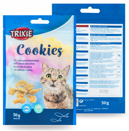 TRIXIE Cookies chrupiące ciastka Łosoś Kocimiętka ciasteczka przysmak kota na Arena.pl