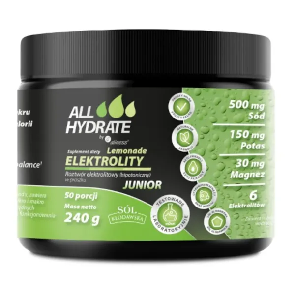 ALLHydrate - Elektrolity JUNIOR Lemonade 240g zdjęcie 1