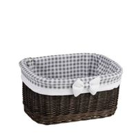 Pojemnik wiklinowy kosz regałowy kosz łazienkowy szarzony obszyty 38x28 H20 cm
