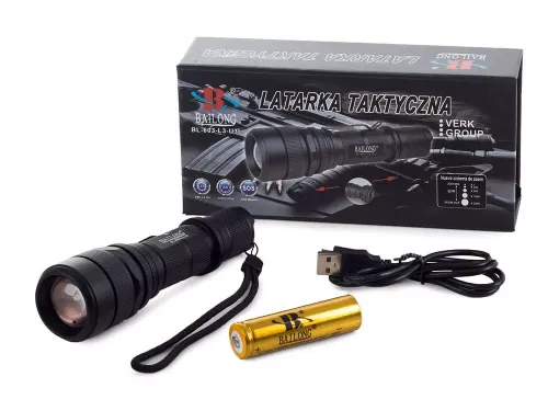 Latarka taktyczna bailong usb led cree xm-l3-u3 na Arena.pl