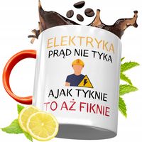 Kubek Pomarańczowy Dla Elektryka Idealny Prezent Z Nadrukiem Ze Zdjęciem