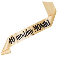 Złota szarfa 40 urodziny z dowolnym imieniem
